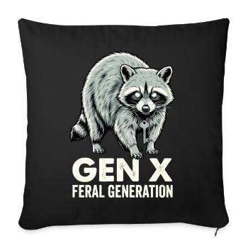 Vintage Raccoon Gen X Feral Generation - Sofa pillowcase 17,3'' x 17,3'' (45 x 45 cm) - black - Front
