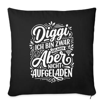 Diggi Akku leer Humor Spruch Gen Z - Sofakissenbezug 45 x 45 cm - Schwarz - Vorne