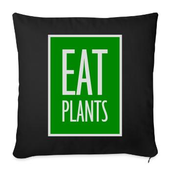 Sigle végétarien végan drôle de Eat Plants - Housse de coussin décorative 45 x 45 cm - noir - Devant