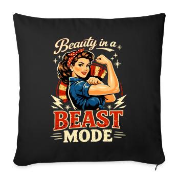 Pin-Up Mode: Beauty meets Muscle Retro - Sofakissenbezug 45 x 45 cm - Schwarz - Vorne