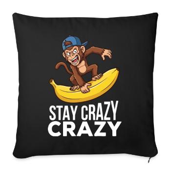 Verrückter Affe auf Bananen-Grafik-T-Shirt - Sofakissenbezug 45 x 45 cm - Schwarz - Vorne