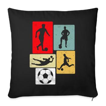 Football rétro - Housse de coussin décorative 45 x 45 cm - noir - Devant