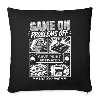 Problèmes de Game On Off Retro Gaming - Housse de coussin décorative 45 x 45 cm - noir - Devant
