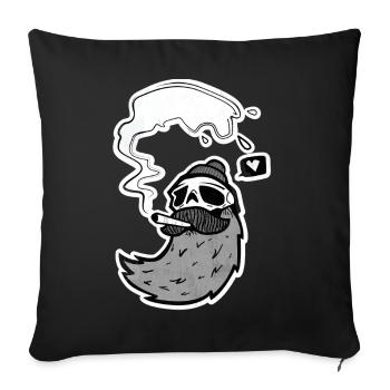 Crâne de surfeur – Crâne avec vague et cœur - Housse de coussin décorative 45 x 45 cm - noir - Devant