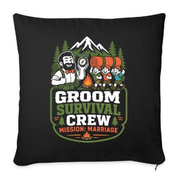 Groom Survival Crew – Mission Hochzeit - Sofakissenbezug 45 x 45 cm - Schwarz - Vorne