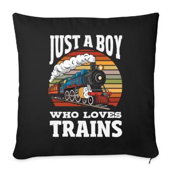 Only a boy who loves trains Railroad - Sofa pillowcase 17,3'' x 17,3'' (45 x 45 cm) - black - Front
