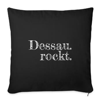 Dessau rockt - Textdesign mit Stadtnamen - Sofakissenbezug 45 x 45 cm - Schwarz - Vorne