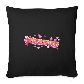 Nourriture de rue cool avec un design de cœurs roses - Housse de coussin décorative 45 x 45 cm - noir - Devant