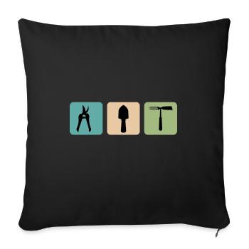 jardin plantes jardiniers jardinage jardin - Housse de coussin décorative 45 x 45 cm - noir - Devant