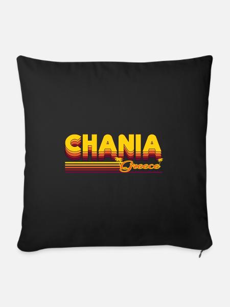 Chania: Mediterranes Retro-Design - Sofakissenbezug 45 x 45 cm - Schwarz