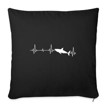 Requin hai-vie biologie marine requin mégalodon - Housse de coussin décorative 45 x 45 cm - noir - Devant