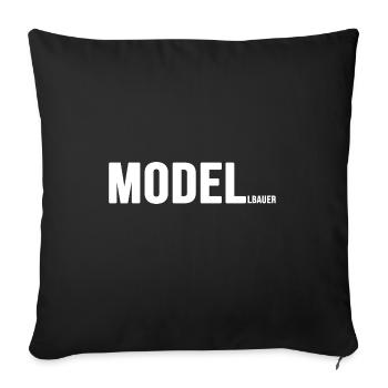 Maquette de locomotive ferroviaire - Housse de coussin décorative 45 x 45 cm - noir - Devant