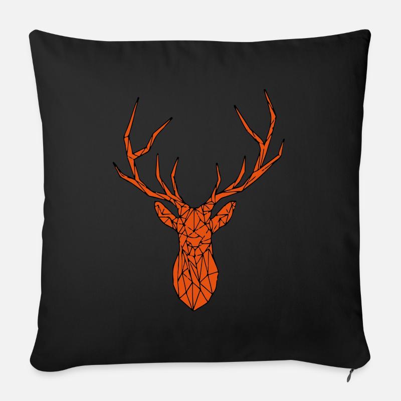 Polygon Hirsch - Sofakissenbezug 45 x 45 cm - Schwarz