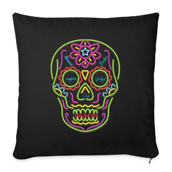 Coloré tête de mort néon design - Housse de coussin décorative 45 x 45 cm - noir - Devant