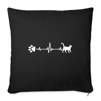 Katze Katzenhaar Mietzekatze Katzenleben Samtpfote - Sofakissenbezug 45 x 45 cm - Schwarz - Vorne