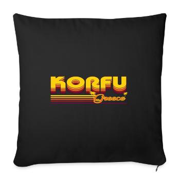 Corfou : design rétro méditerranéen - Housse de coussin décorative 45 x 45 cm - noir - Devant
