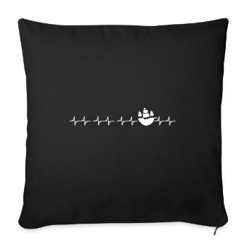 Le capitaine ahoy pirate côtier « a mis les voiles » - Housse de coussin décorative 45 x 45 cm - noir - Devant