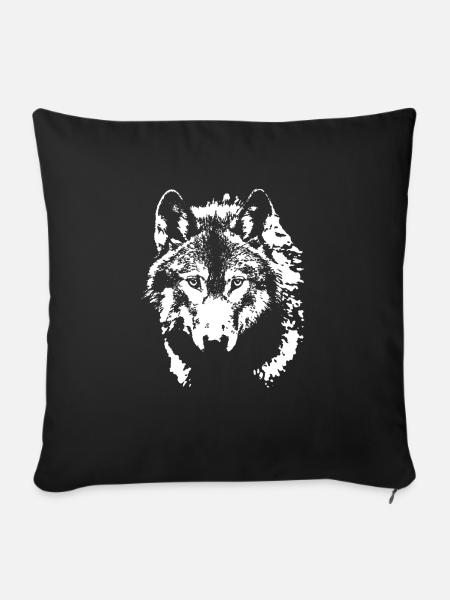 Wolf - Sofakissenbezug 45 x 45 cm - Schwarz