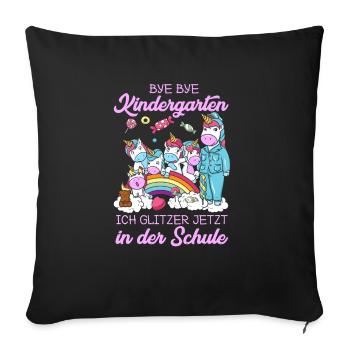 Inscription 1ère année retour à l'école licorne cadeau - Housse de coussin décorative 45 x 45 cm - noir - Devant