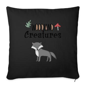 Loup forêt habitant maison clipart cadeau - Housse de coussin décorative 45 x 45 cm - noir - Devant