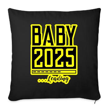 Baby 2025 Loading Babyshower - Sofakissenbezug 45 x 45 cm - Schwarz - Vorne