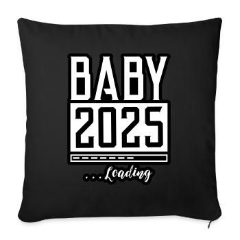 Baby 2025 Loading Babyshower - Sofakissenbezug 45 x 45 cm - Schwarz - Vorne