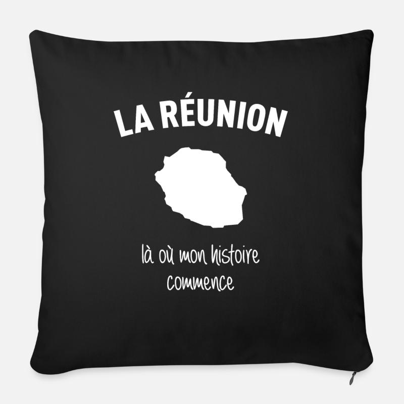 reunion-histoire - Housse de coussin décorative 45 x 45 cm - noir