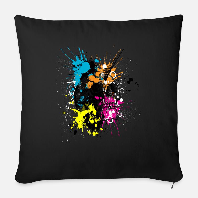 licorne Crâne - Housse de coussin décorative 45 x 45 cm - noir