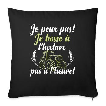 Je bosse à l'hectare - Housse de coussin décorative 45 x 45 cm - noir - Devant