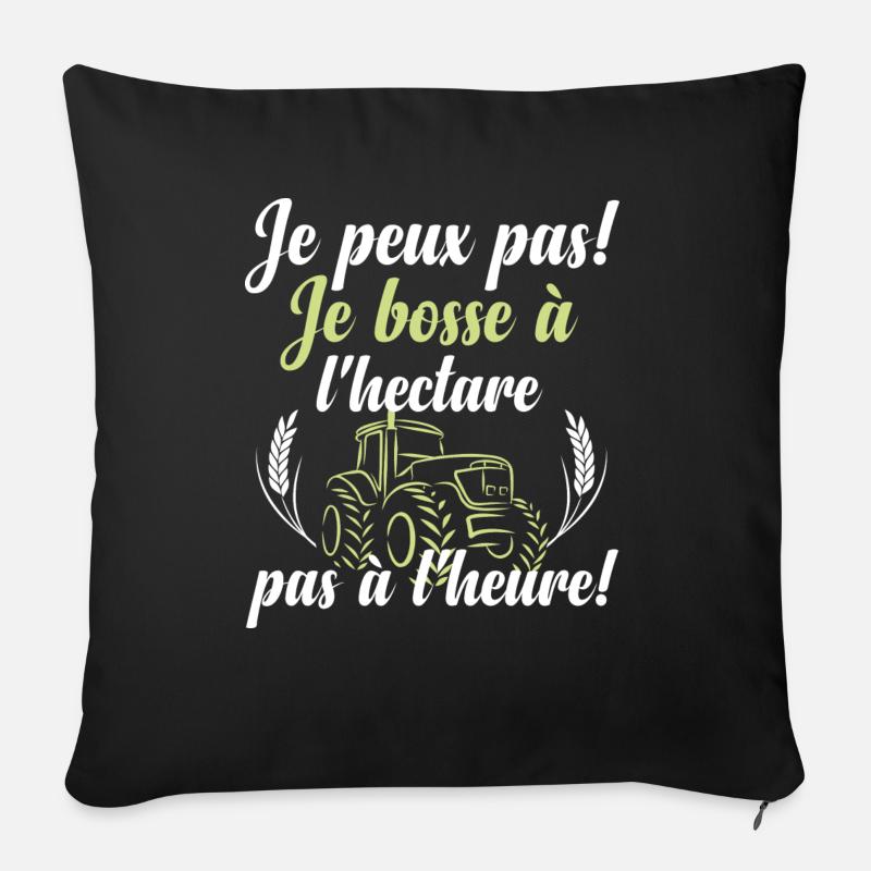 Je bosse à l'hectare - Housse de coussin décorative 45 x 45 cm - noir
