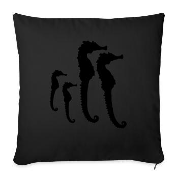 Seahorse Family - Housse de coussin décorative 45 x 45 cm - noir - Devant