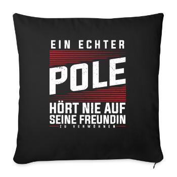 Polen - Ein Echter Pole - Sofakissenbezug 45 x 45 cm - Schwarz - Vorne