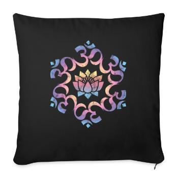 Om, mantra, mandala, fleur de lotus, bouddhisme, yoga - Housse de coussin décorative 45 x 45 cm - noir - Devant