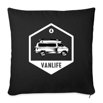 Van life - Camping - Van - Sofa pillowcase 17,3'' x 17,3'' (45 x 45 cm) - black - Front