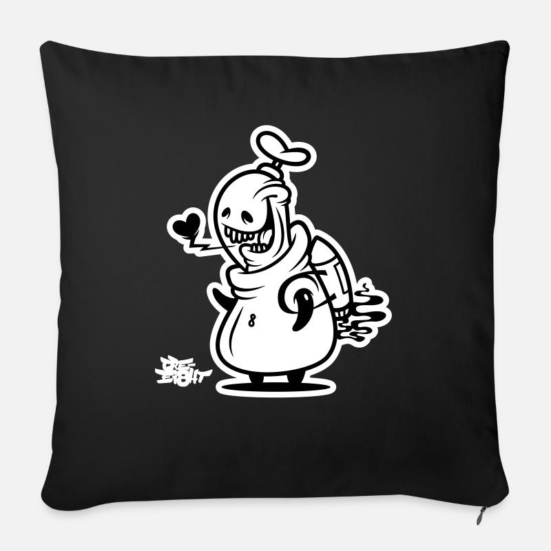 ei8ht-bot heart - Housse de coussin décorative 45 x 45 cm - noir