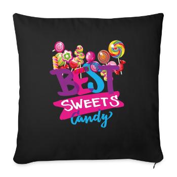 candy best candy - Sofa pillowcase 17,3'' x 17,3'' (45 x 45 cm) - black - Front