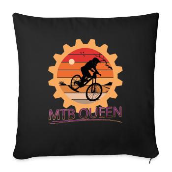 Queen of mountain biking - MTB QUEEN - Sofa pillowcase 17,3'' x 17,3'' (45 x 45 cm) - black - Front