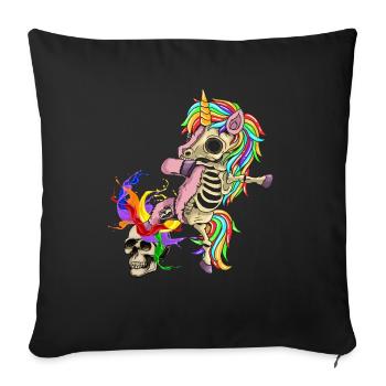 gothik crâne lgbt licorne sombre queer lgbtq squelette - Housse de coussin décorative 45 x 45 cm - noir - Devant