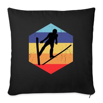 Sauteur à ski Saut à ski Sports d’hiver Vol à ski Homme - Housse de coussin décorative 45 x 45 cm - noir - Devant