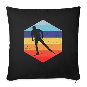 Ski de fond Ski de fond classique Ski de fond classique - Housse de coussin décorative 45 x 45 cm - noir - Devant