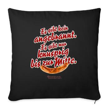 Grillen T-Shirt Spruch Knusprig bis zur Mitte - Sofakissenbezug 45 x 45 cm - Schwarz - Vorne