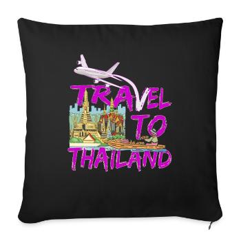 Travel to Thailand, Bangkok Emigration and holidays - Sofa pillowcase 17,3'' x 17,3'' (45 x 45 cm) - black - Front