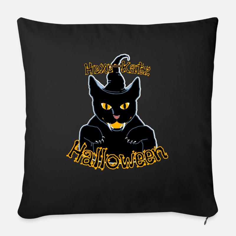 Halloween Katze gruselige schwarze Katze Hexe-Katz - Sofakissenbezug 45 x 45 cm - Schwarz
