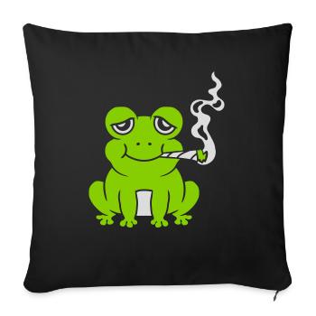 Weed Joint Frosch bekifft - Sofakissenbezug 45 x 45 cm - Schwarz - Vorne