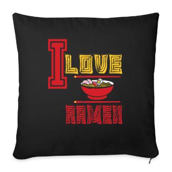 I love ramen J'aime les ramen avec les baguettes - Housse de coussin décorative 45 x 45 cm - noir - Devant