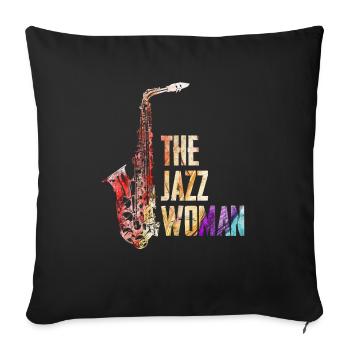 Femme de jazz - Housse de coussin décorative 45 x 45 cm - noir - Devant
