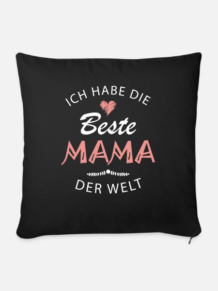 Beste Mama, Super Mama - Sofakissenbezug 45 x 45 cm - Schwarz