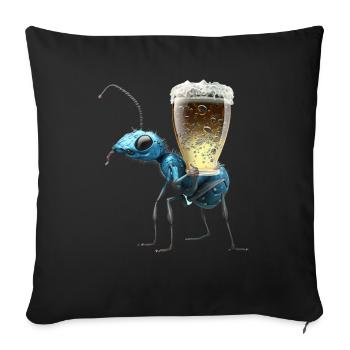 Ant transporte de la bière - Housse de coussin décorative 45 x 45 cm - noir - Devant