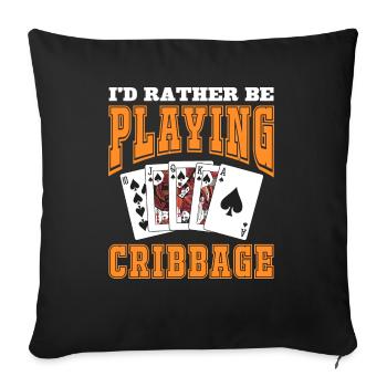 Je préfère jouer au cribbage - Housse de coussin décorative 45 x 45 cm - noir - Devant