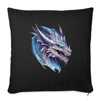 Dessin à l’aquarelle du dragon - Housse de coussin décorative 45 x 45 cm - noir - Devant